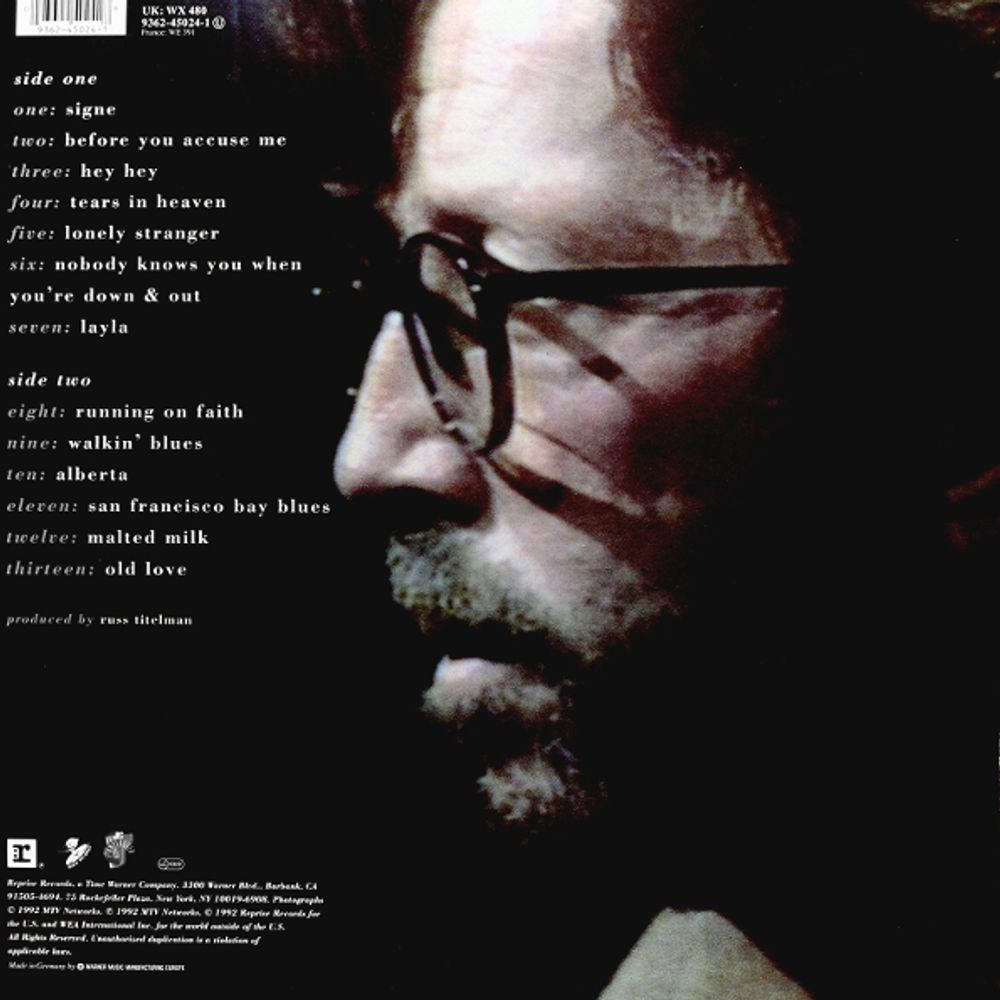 ERIC CLAPTON. UNPLUGGED (1 LP, 180 Gram Black Vinyl/Gatefold/13 Tracks). Эрик Клэптон