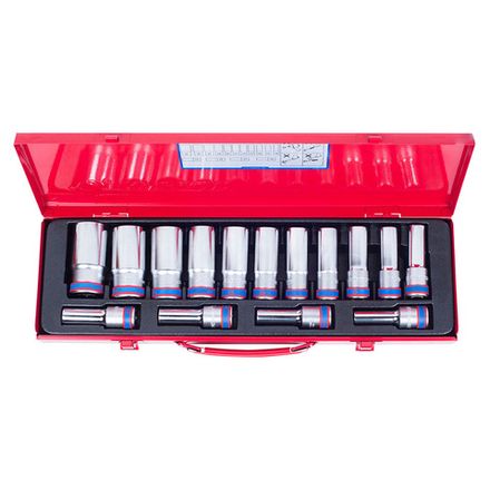 Цена на KING TONY (4215MR) Набор глубоких торцевых головок 1/2", 12-гранные, 10-32 мм, 15 предметов