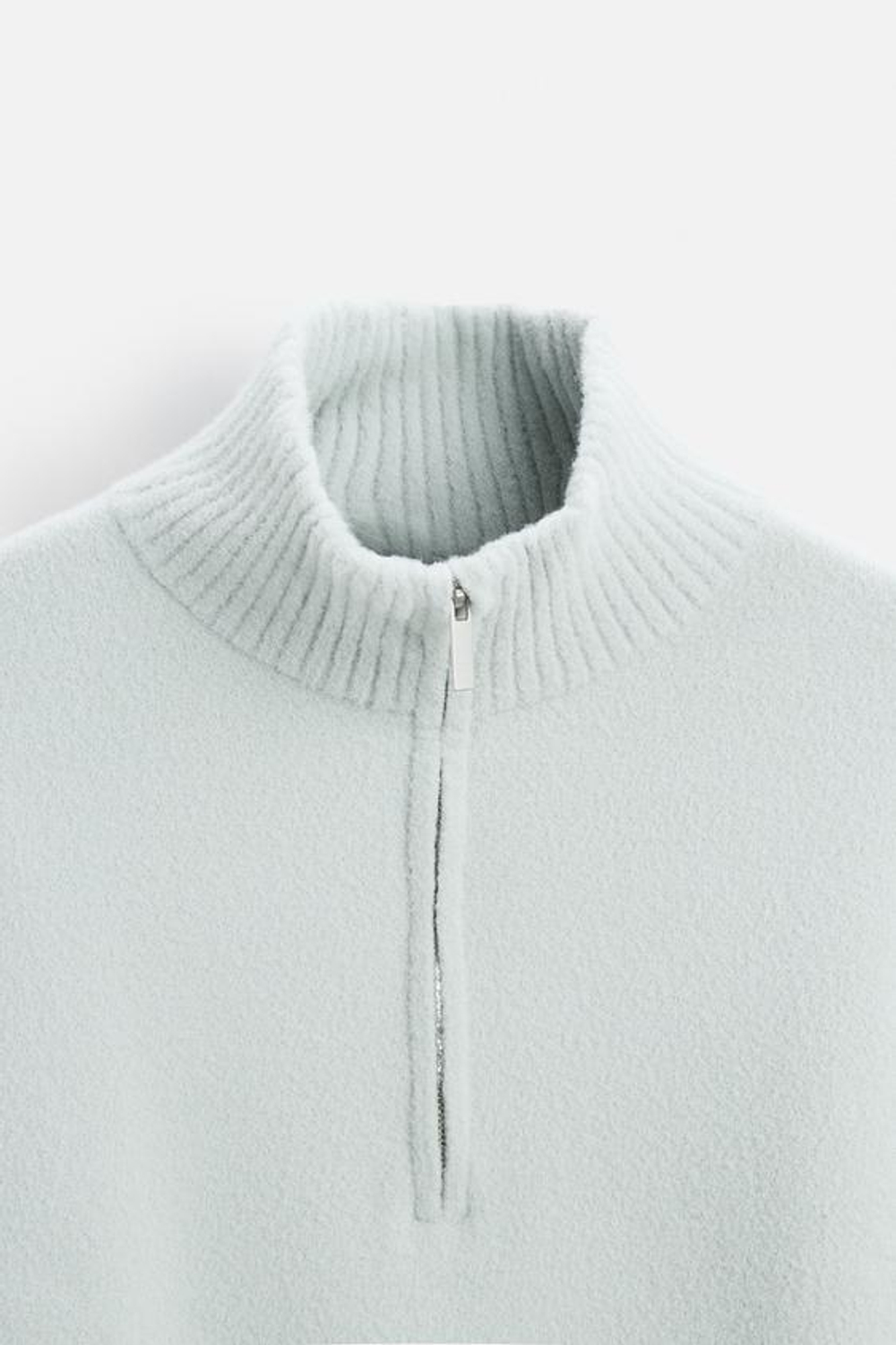 ZARA СВИТЕР С ВЫСОКИМ ВОРОТНИКОМ И ЗАСТЕЖКОЙ-МОЛНИЕЙ, ГОЛУБОЙ