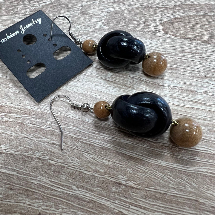 Серьги Улитка цвет черный, коричневый, дерево 4 см