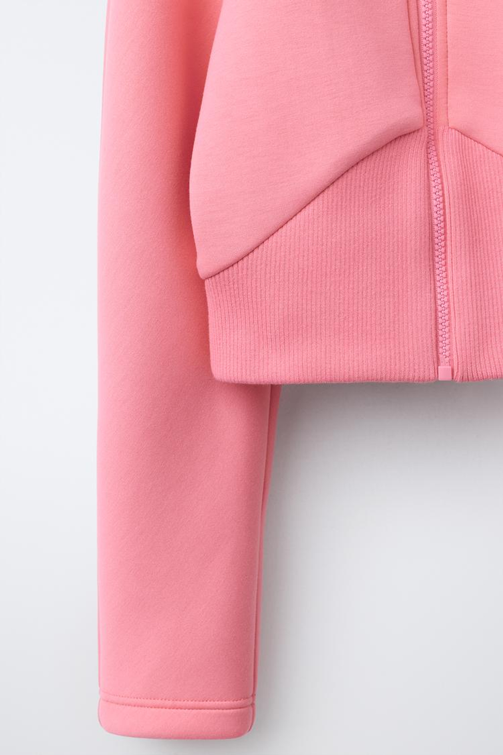 ZARA КУРТКА ИЗ НЕОПРЕНА В РУБЧИК, РОЗОВЫЙ