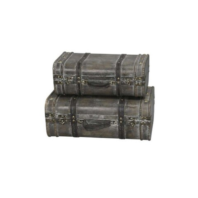 Набор из 2-х декоративных чемоданов серо-коричневые 39x24x16см/45x30x18,5см+5/6см ручки