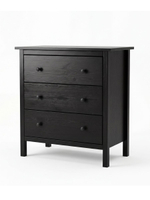 Комод, 78х38х80, Хермес, черный, с 3 ящиками, комод на ножках для одежды и игрушек, из массива дерева, IKEA