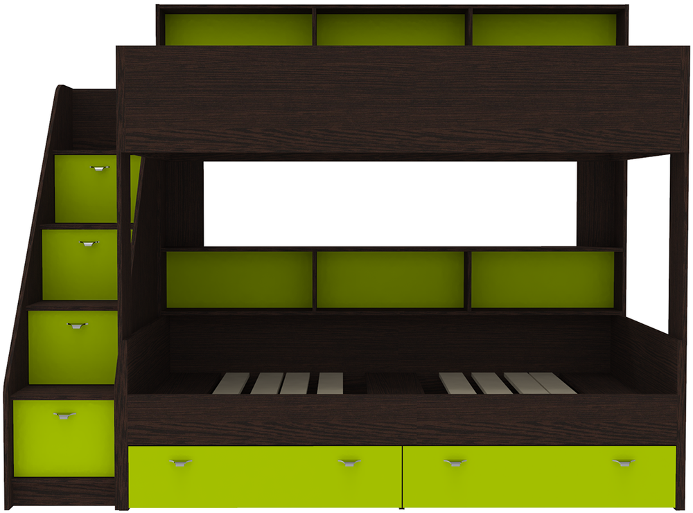 Двухъярусная кровать КарИВи Голден Кидс 10 Венге Лайм