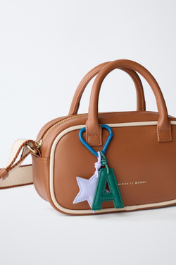 ZARA СУМКА С БРЕЛКАМИ, КОРИЧНЕВЫЙ