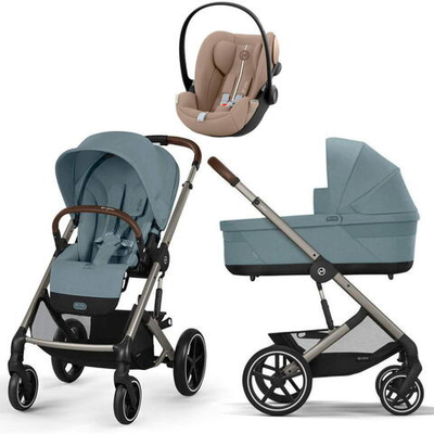 Коляска Cybex Balios S Lux TPE 2025 Cloud G i-Size Almond Beige Plus 3 в 1 Stormy Blue с дождевиками