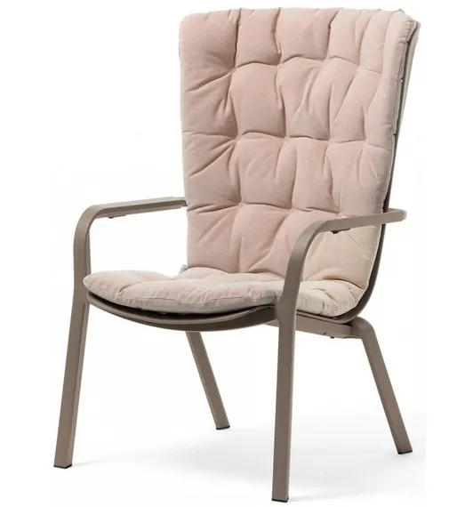 Уличное кресло Folio тортора с розовой подушкой