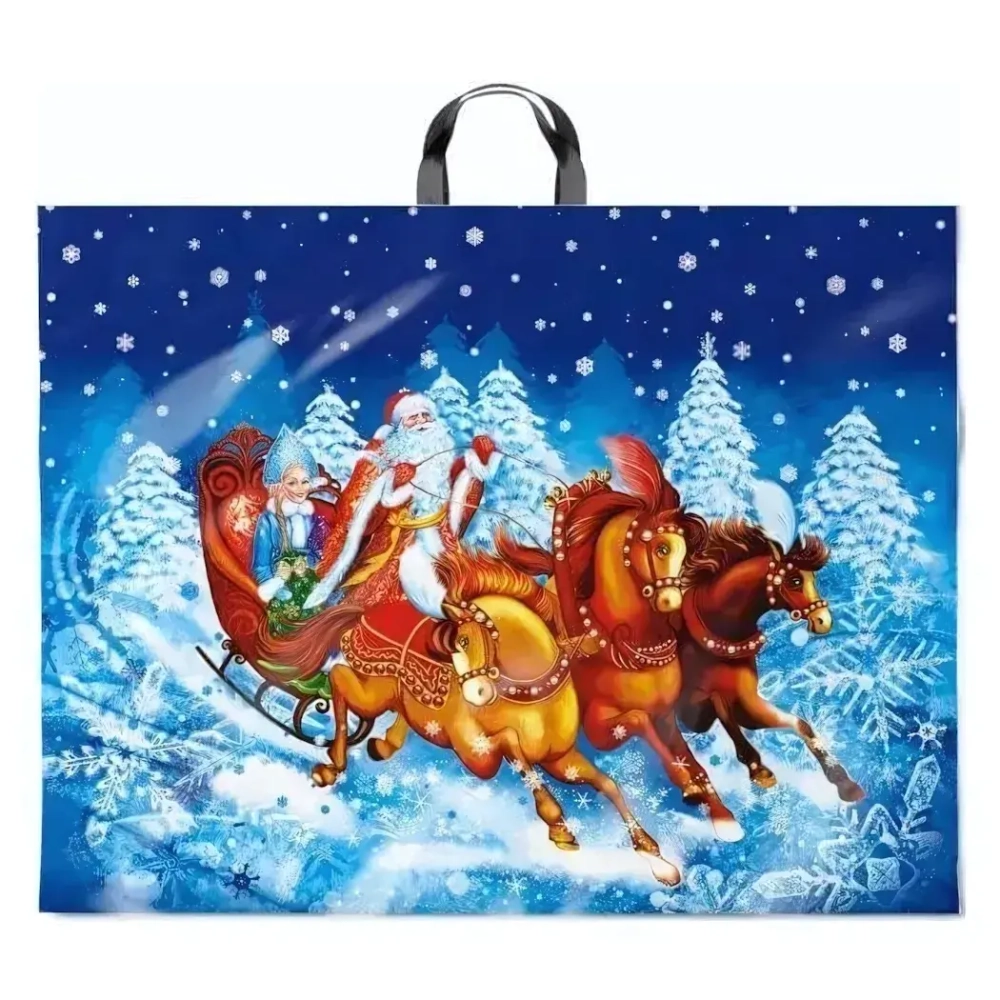 Пакет ПЭ с петлевой ручкой 71см(Зимняя поездка) НГ Интерпак (х25)