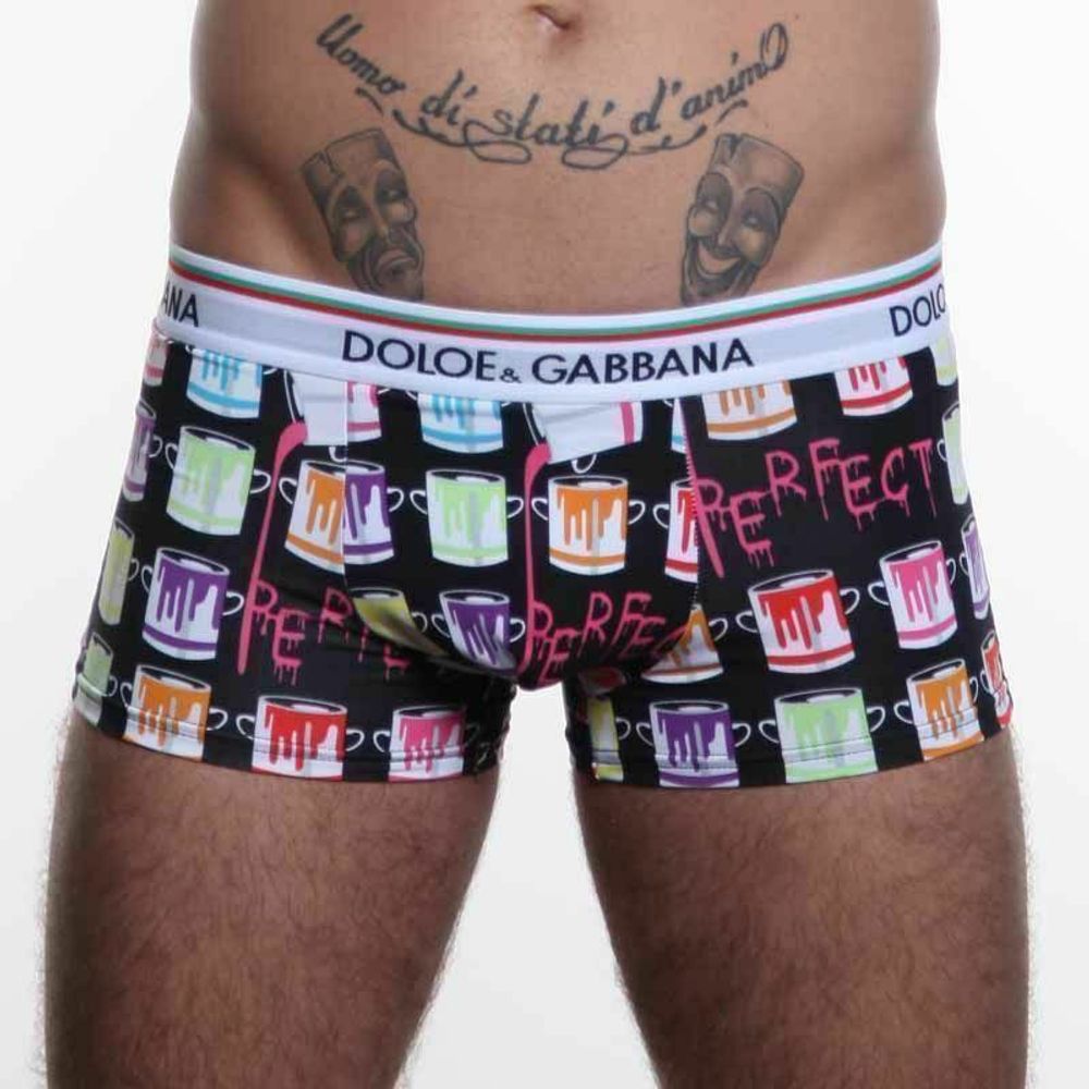 Мужские трусы боксеры с рисунком &quot;кружки&quot; Dolce Gabbana Colorful Mugs Black