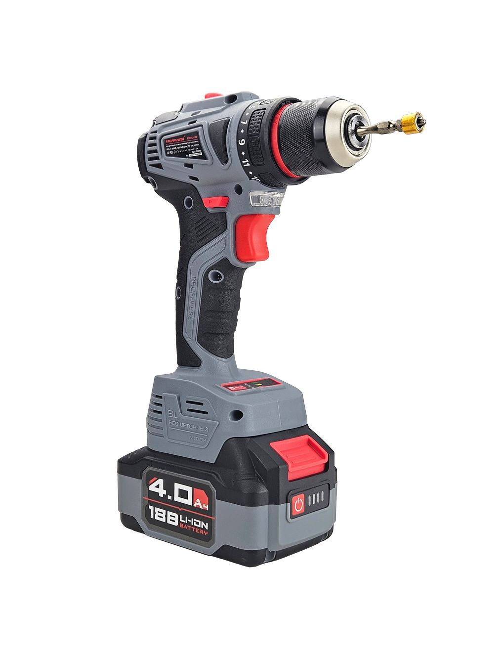 Аккумуляторный бесщеточный НАБОР 2в1 PROFIPOWER ProfiSet 2A18 (Li-ion-2шт 18В, 4.0Ач, З/У, в кейсе, E0080, T0056)