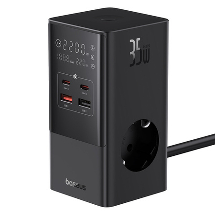 Зарядное устройство Baseus GaN5 PowerCombo Tower PowerStrip 3AC+2U+2C 35W