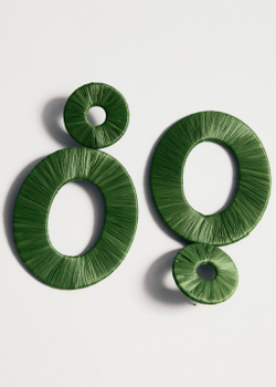 Серьги круглой формы из натурального волокна