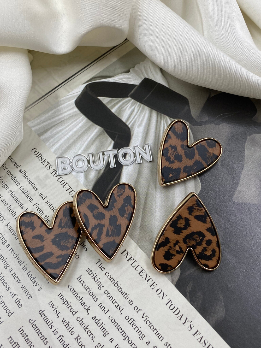 Пуговицы в форме сердца с леопардовым принтом