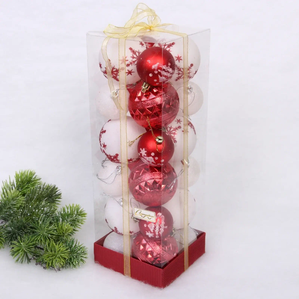 Набор шаров «Snow shine» 7 см + 5 см (24 предмета), Красный/Белый