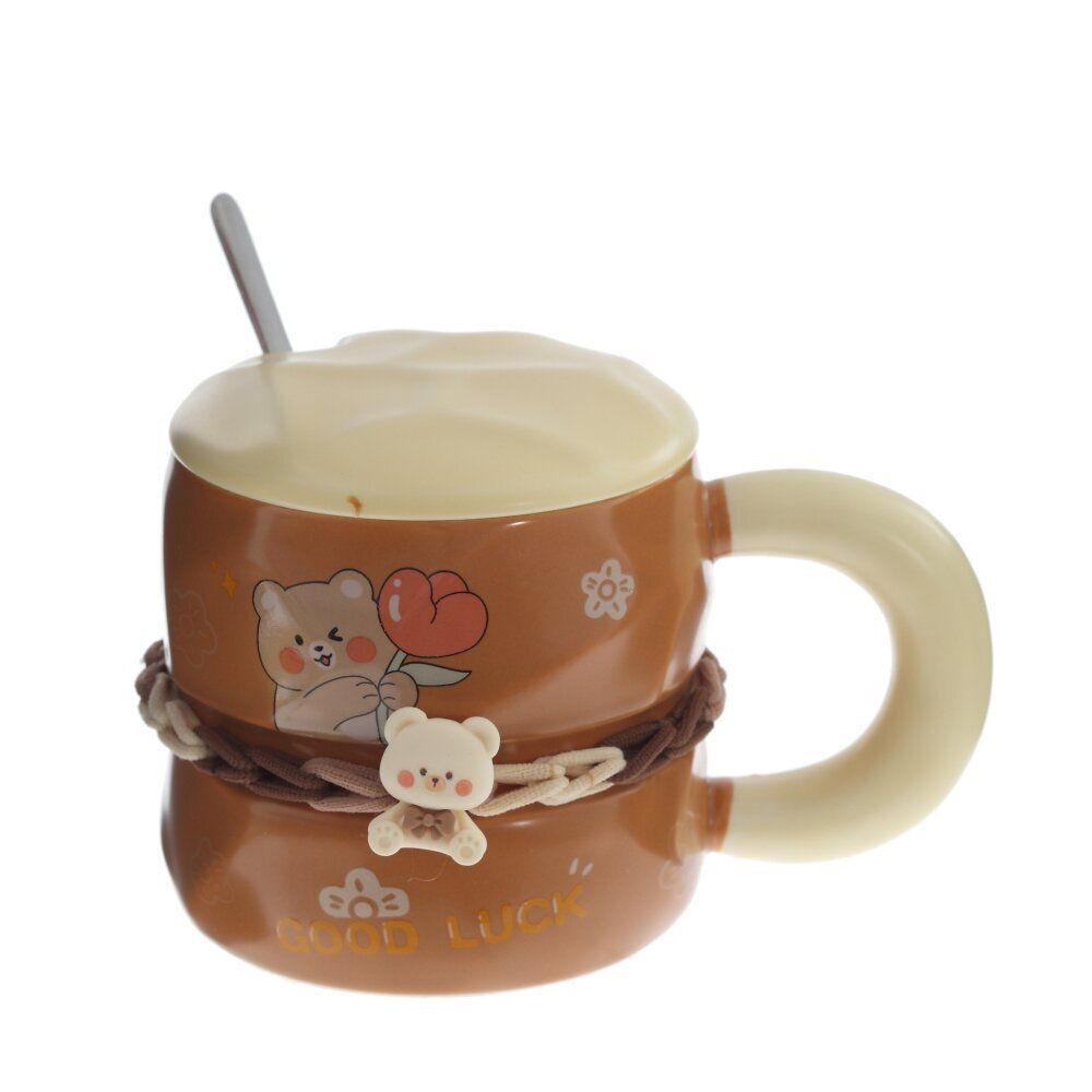 GAEM Кружка с крышкой и ложкой, 300 мл, L15 W9 H10 см, 4в.