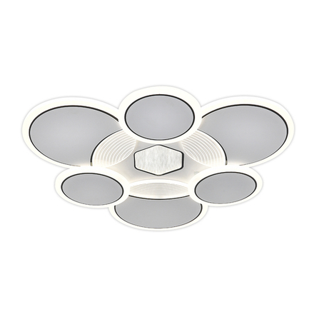 Потолочный светодиодный светильник 80Вт, 6425лм, 3000-6500K, Ra>80, плавная регулировка мощности, изменение цветовой температуры, ночник, пульт, металл/акрил, белый/чёрный