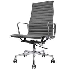 Офисное кресло Eames Ribbed EA 119 кожа графит