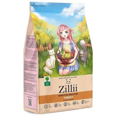 Сухой корм ZILLII Sensitive Digestion Cat для кошек с чувствительным пищеварением, Индейка, пакет 2 кг
