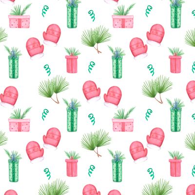 Новогодние варежки и подарочные коробки