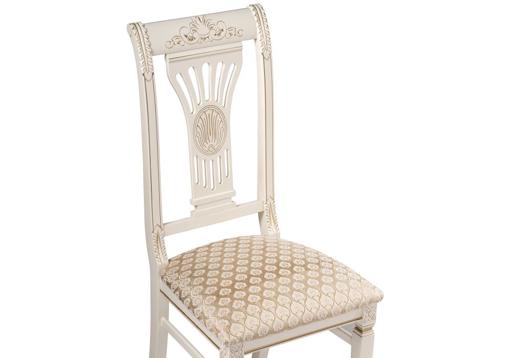 Деревянный стул Roy W/З молочный с патиной