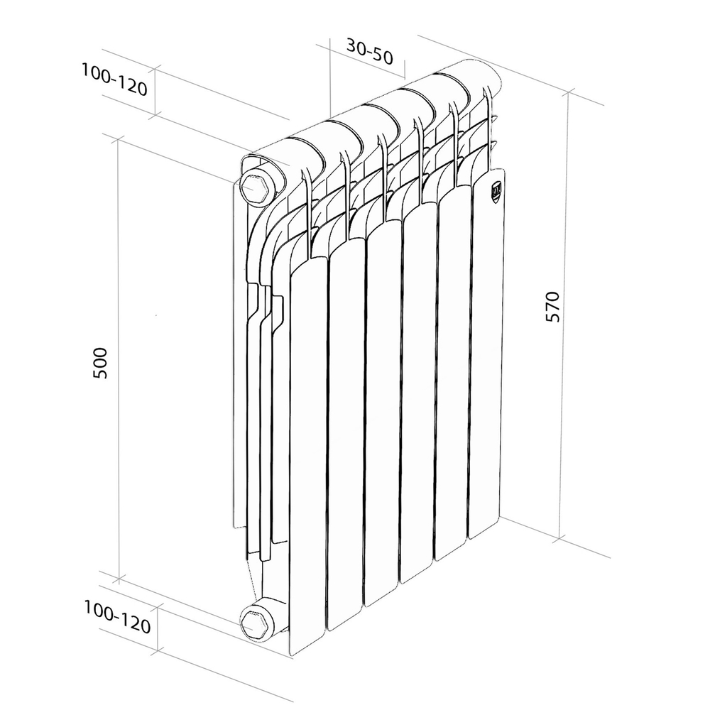 Радиатор алюминиевый Royal Thermo Revolution A 500 - 4 секц.
