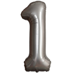 Шар фольгированный Цифра 1 101 см (Серебряный)