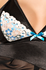 Прозрачная сорочка с атласным лифом и кружевом Caroline LXL (46-48) (Цвет: черный, белый)