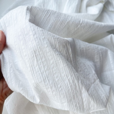 Батист белый Креп фактурные полоски
