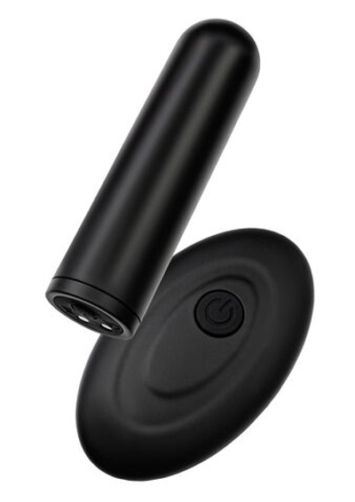 Черная перезаряжаемая вибропуля с пультом ДУ RealStick CALIBER (Цвет: черный)