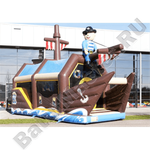 Большой батут-горка "Пиратский корабль 2" с пушками