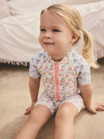 Купальник слитный на молнии для девочки Next AB7-031, Молочный, Розовый, Сиреневый