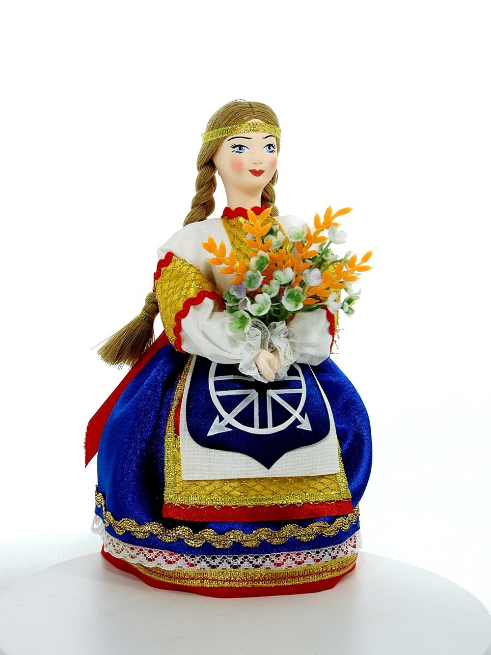 Кукла сувенирная фарфоровая. Девушка с колосьями пшеницы. г.Ялуторовск, Тюменская обл.