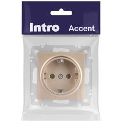 Розетка Intro Accent 6-202-04 2P+E Schuko 16А-250В IP20 СУ AL/CU шампань | Intro