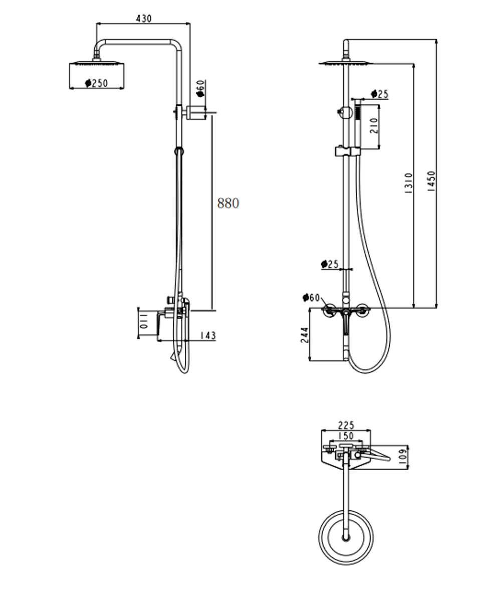 Душевая система Grocenberg GB7025CR Хром