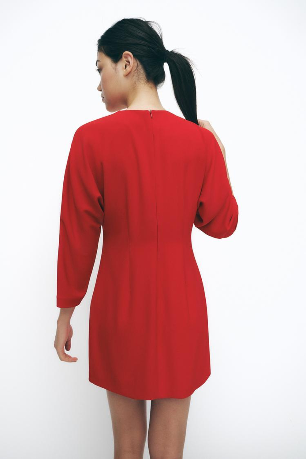 ZARA МИНИ-ПЛАТЬЕ ИЗ КРЕПА, КРАСНЫЙ