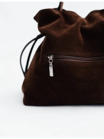 Сумка мешок через плечо средняя натуральная замша