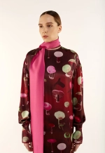 Платье «Грибы», бордовый