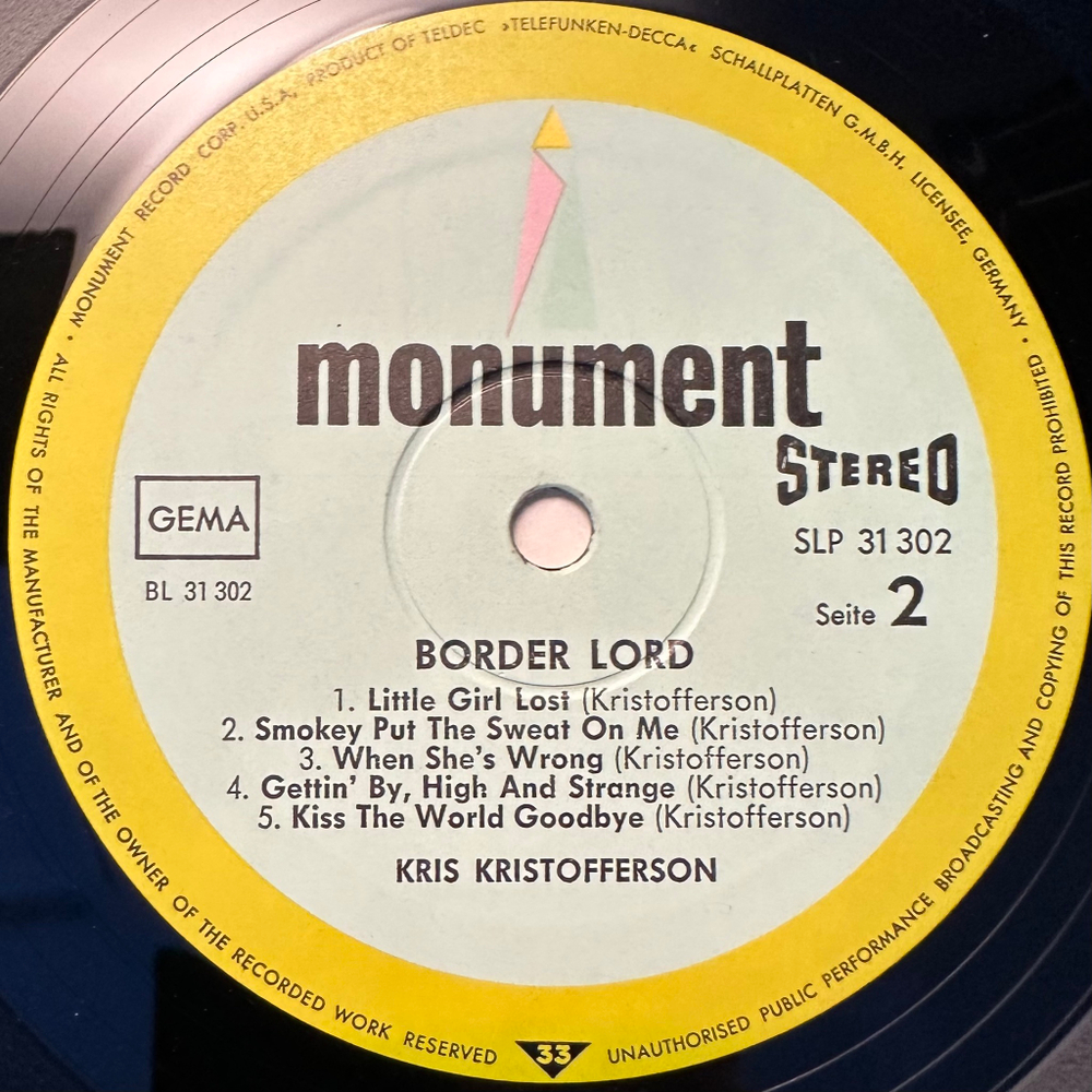 Kris Kristofferson - Border Lord (Германия 1972г.)