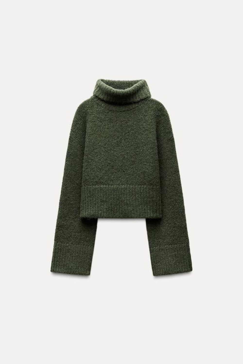 ZARA СВИТЕР ИЗ МЯГКОГО ТРИКОТАЖА, ЗЕЛЕНЫЙ