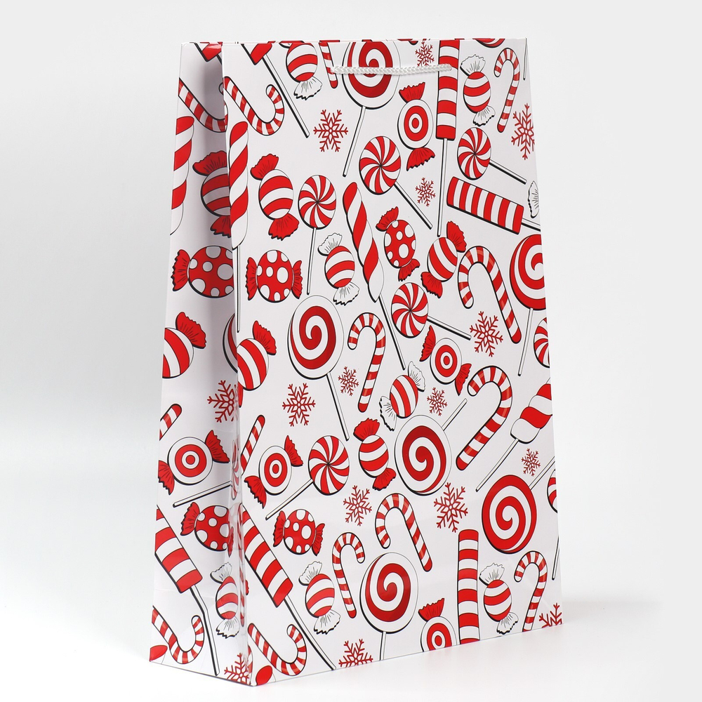 Пакет подарочный новогодний ламинированный «Сладости», L 28 х 38 х 9 см, 7697966