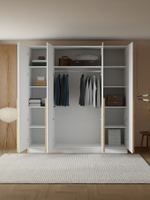 Шкаф распашной, 200х58х215, Джамбо, четырехдверный, с дубовыми ручками, белый, Dipriz