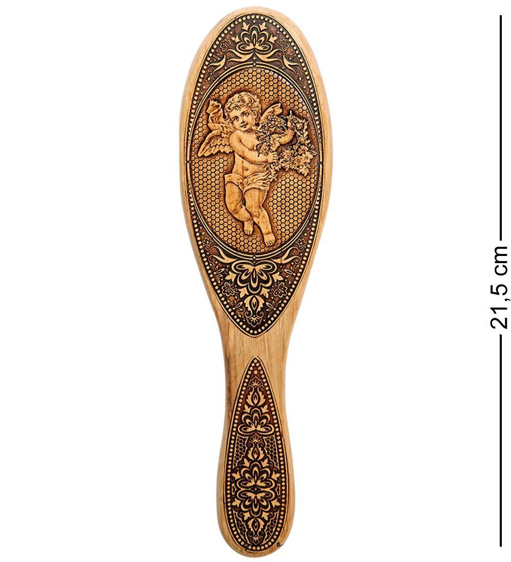 Народные промыслы BST-209/ 3 Массажная расческа деревянная «Ангелочек» (береста)