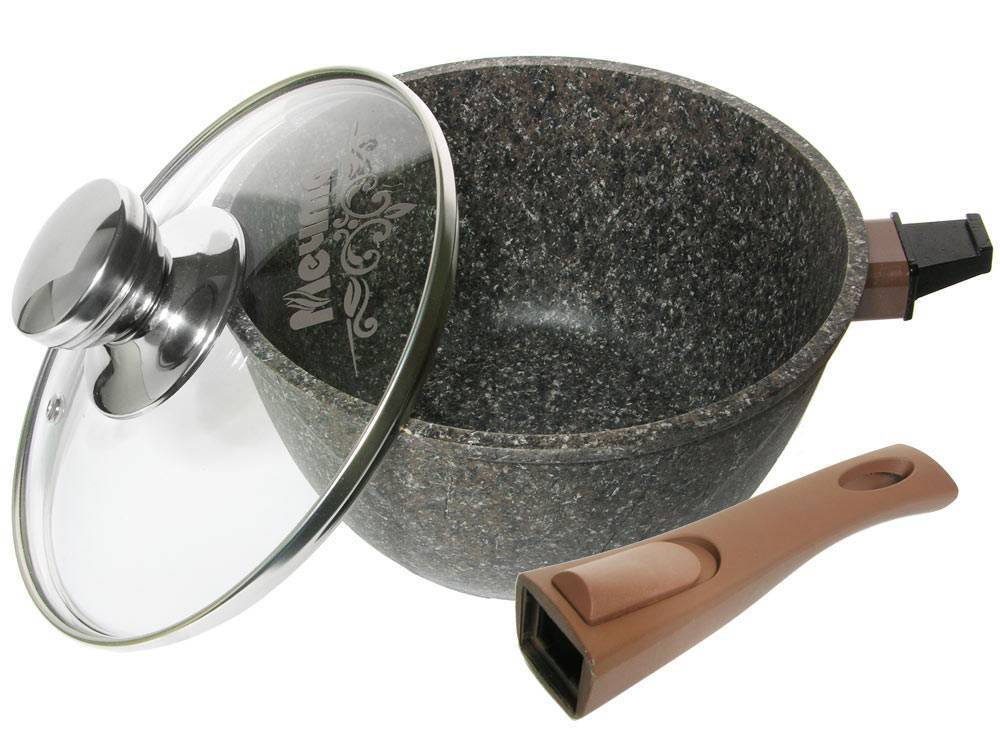 Ковш 1,7л Premium mokko со съемной ручкой и стеклянной крышкой