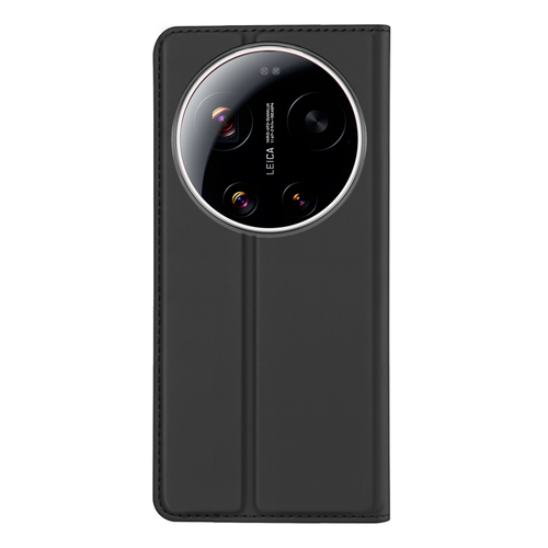 Чехол книжка черного цвета из кожи для Xiaomi 17 Ultra, серия Skin Pro Series от Dux Ducis