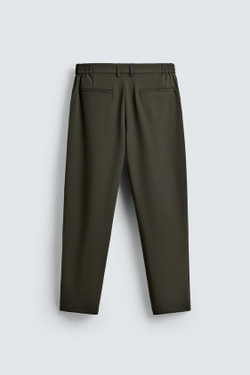 ZARA БРЮКИ ИЗ РЕЛЬЕФНОЙ ТКАНИ КОМФОРТНОГО КРОЯ, ХАКИ