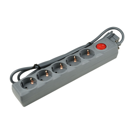 S-GSU5-1.5 GREY Cетевой фильтр серии Universal. 1.5м Пвс 3x0.75. 5 гнезд. с-з. 10А. Защита от перенапряжения. короткого замыкания. TM Uniel.