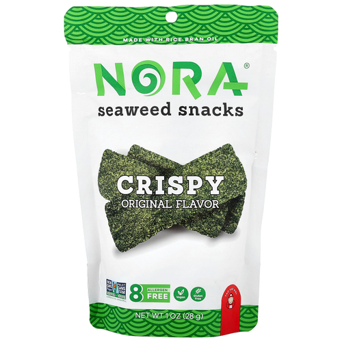 Nora Snacks, снеки из морских водорослей, хрустящие, оригинальные, 28 г (1 унция)