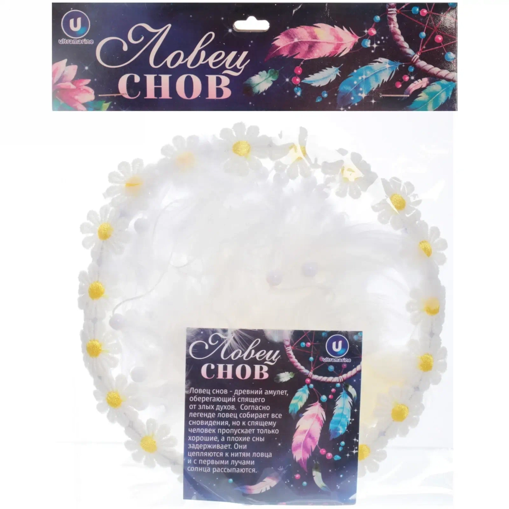 Украшение-оберег «Ловец Снов-Облачко» 16*65см цвет белый