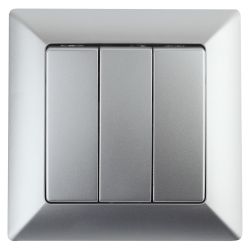 Выключатель Intro Solo 4-106-03 трехклавишный 10А-250В, IP20, СУ, алюминий
