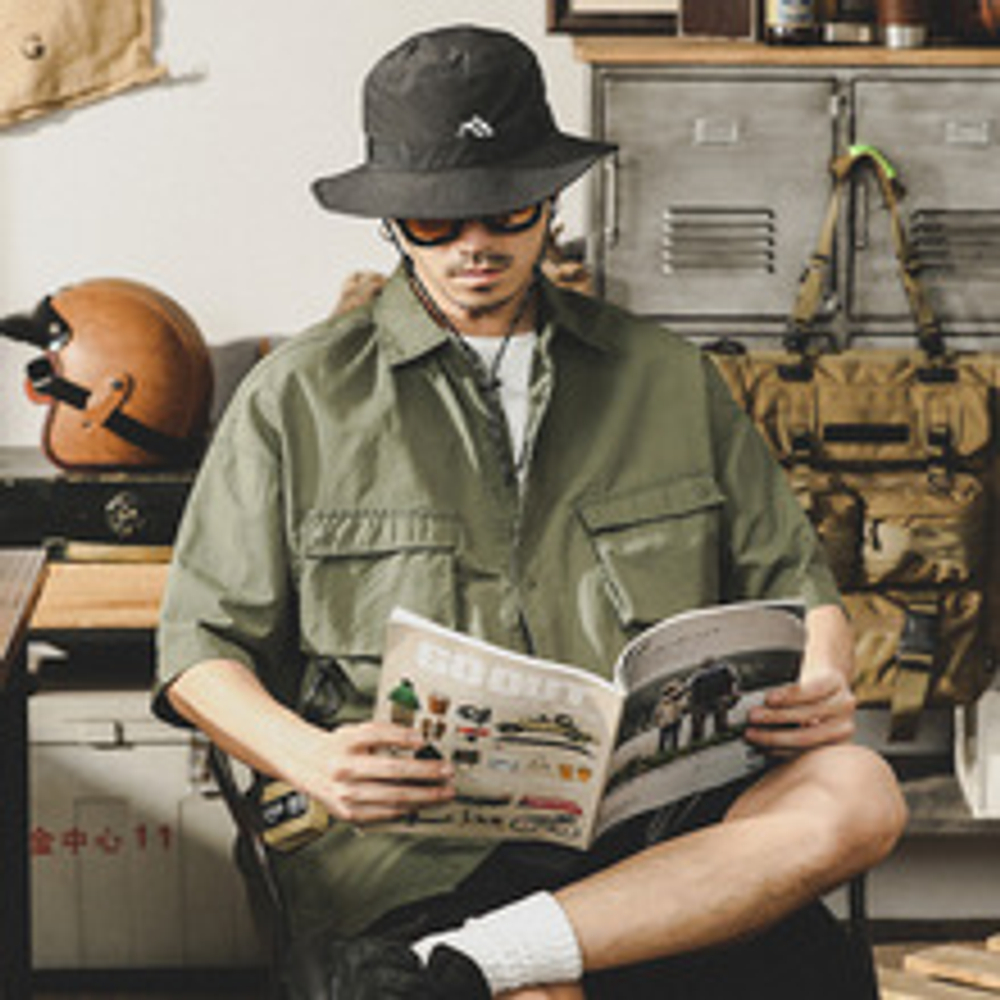 Американская рабочая классическая рубашка с накладными карманами